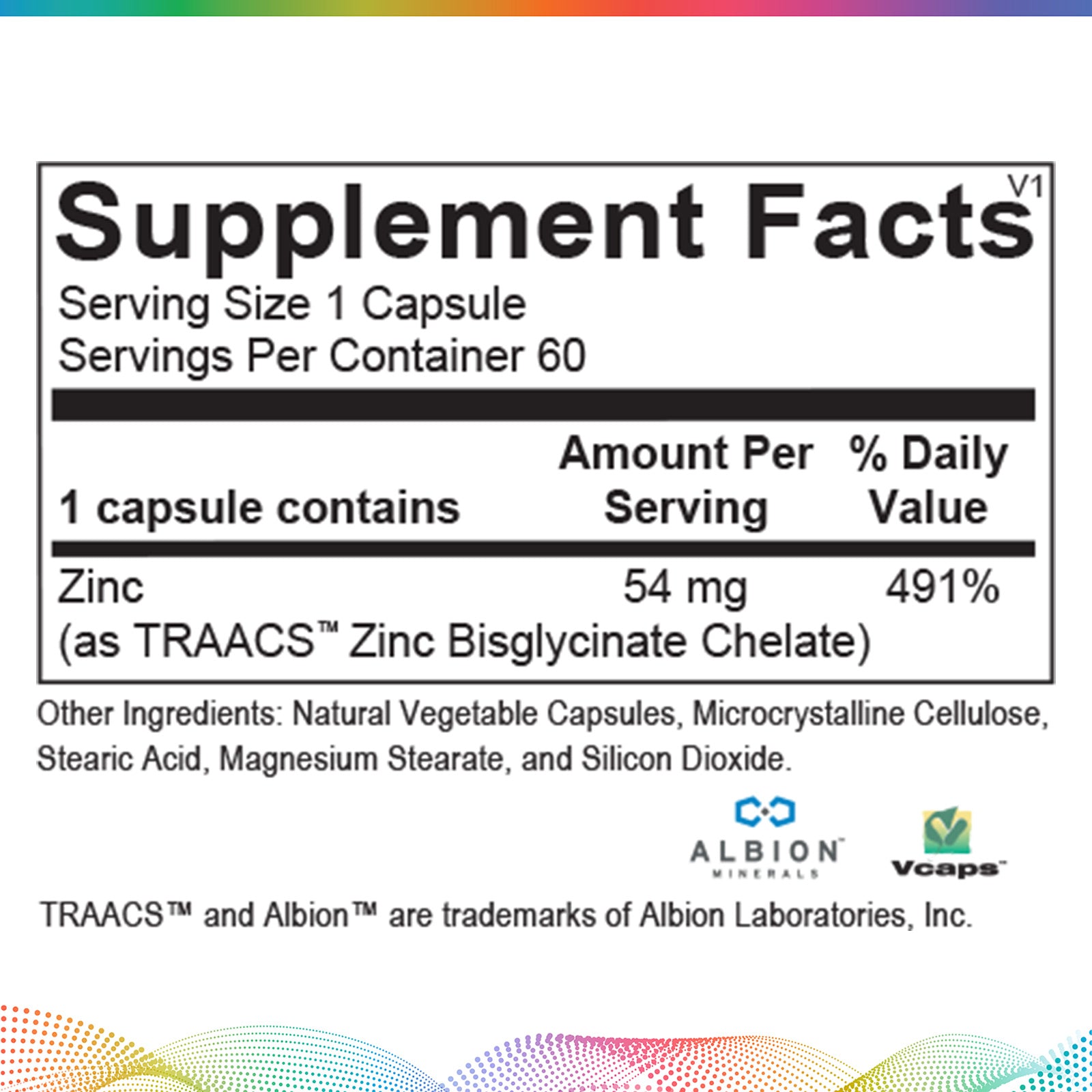 Chelated Zinc - 54 mg, 60 Capsules