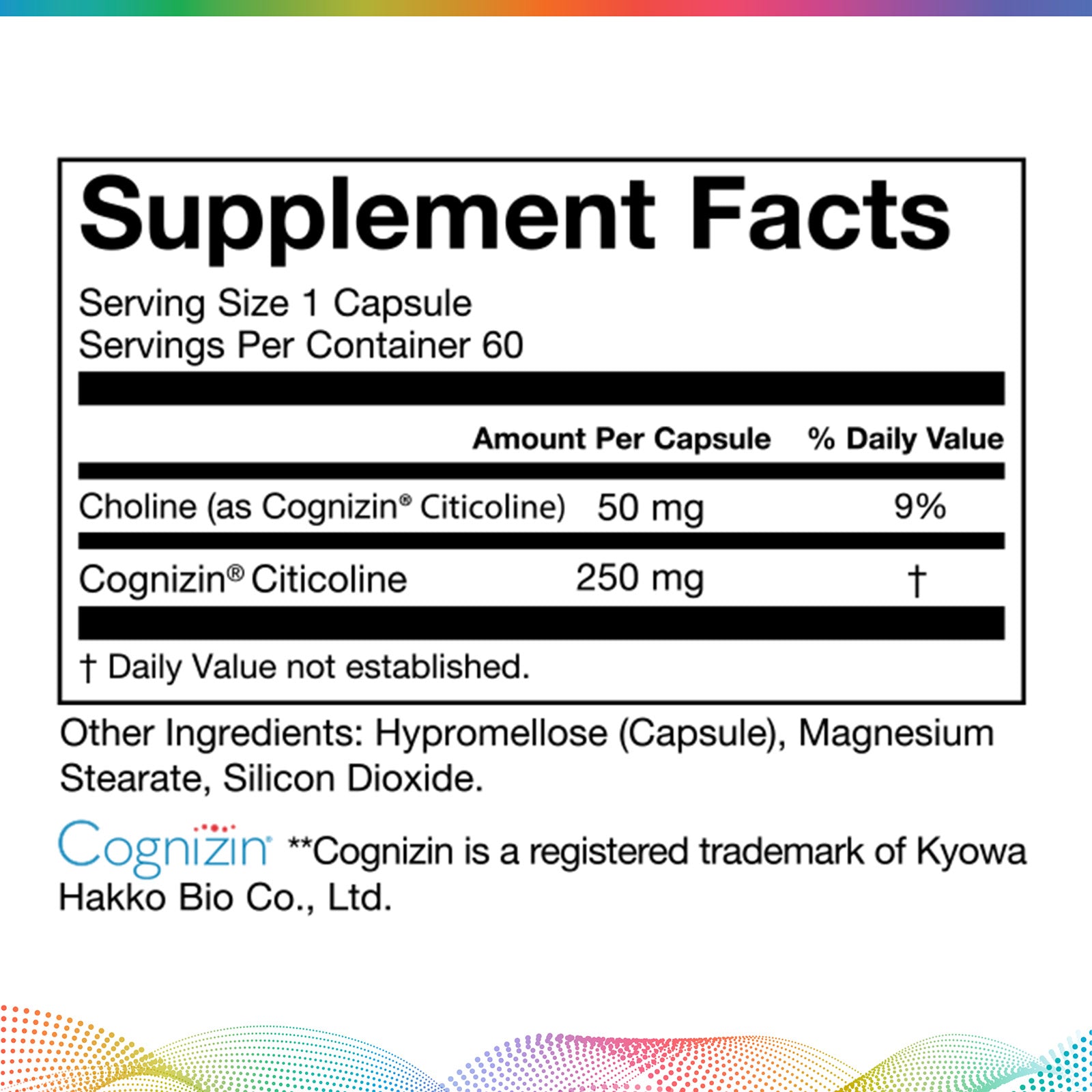 CDP Choline 250 mg, 60 Capsules  ON SALE!