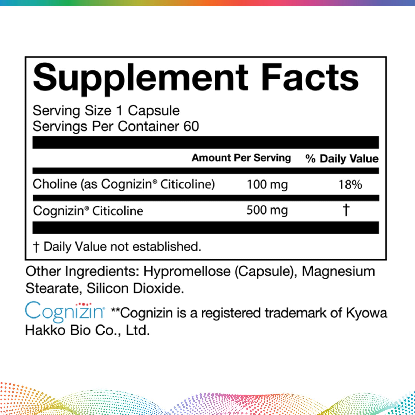 CDP Choline 500 mg, 60 Capsules