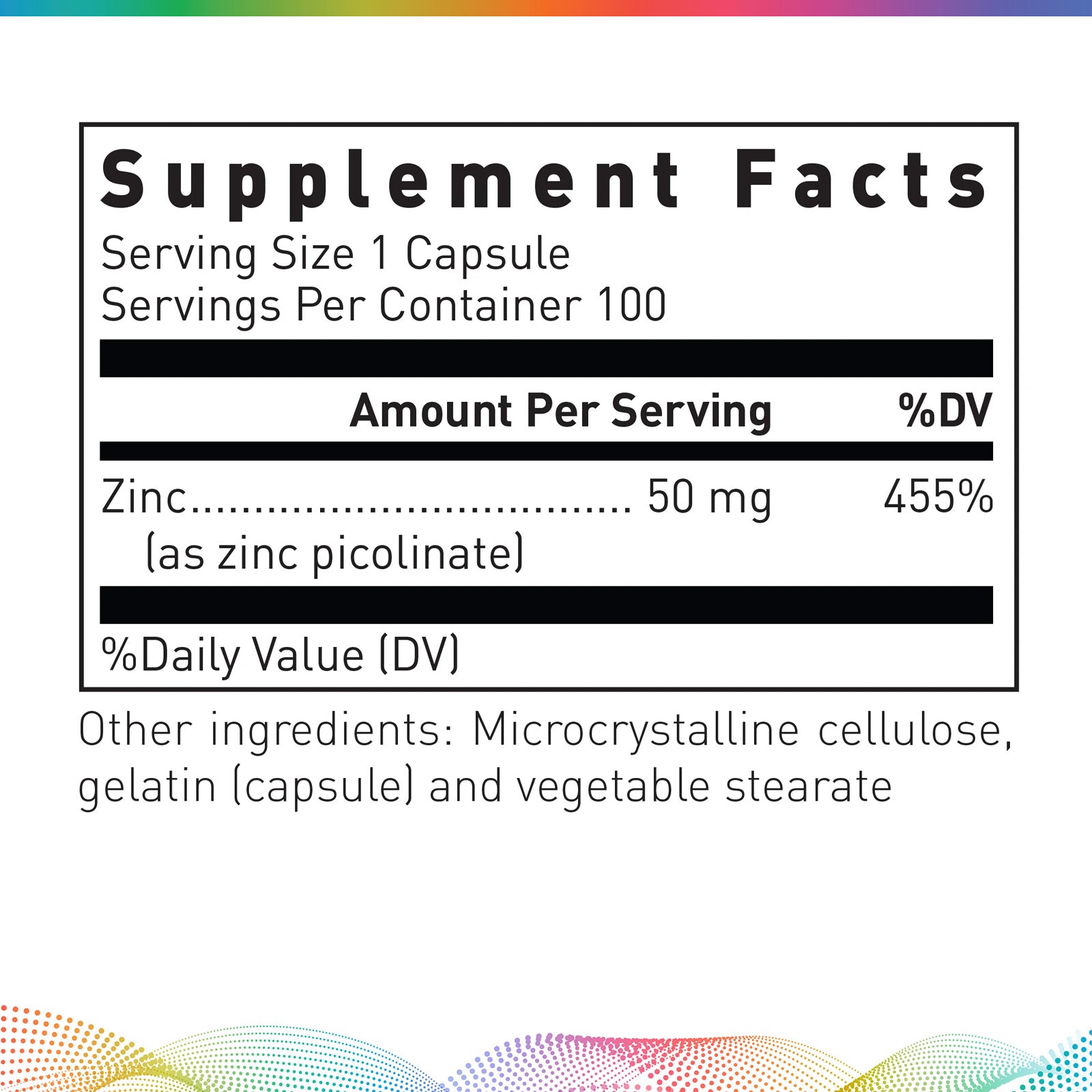 Zinc Picolinate 50 mg, 100 Capsules